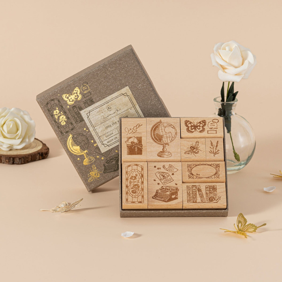 Hinoki - ‘Into the Archive’ Engraved Wooden Stamp Set