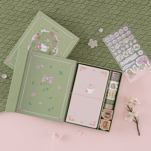 Tsuki ‘Matcha Bloom’ Travel Notebook Gift Set