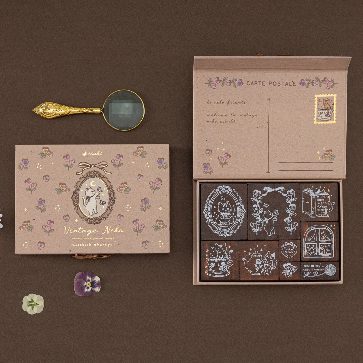 Tsuki ‘Vintage Neko’ Bullet Journal Stamp Set ☾