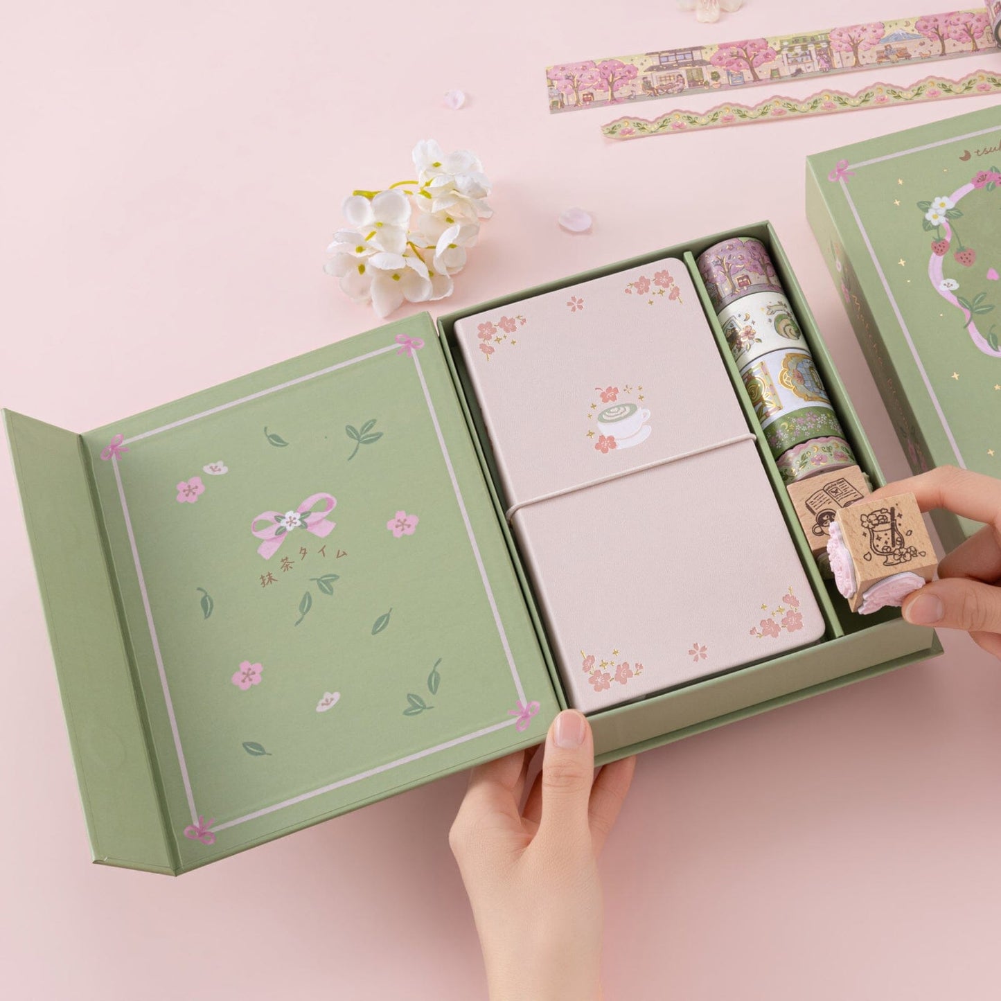 Tsuki ‘Matcha Bloom’ Travel Notebook Gift Set