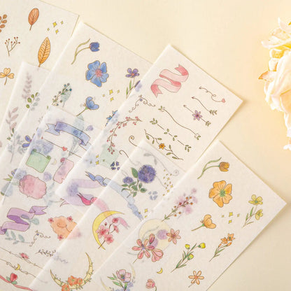 Tsuki ‘Watercolour Garden’ Stickers - Set Of 10