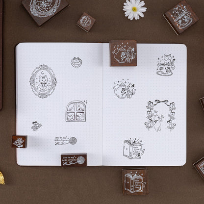 Tsuki ‘Vintage Neko’ Bullet Journal Stamp Set ☾